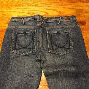 Medium wash straight leg denim